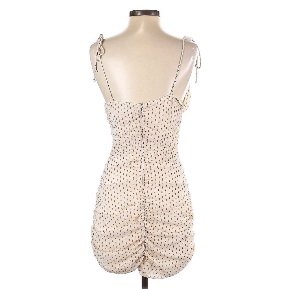Cotton Candy Ivory Polka Dot Sleeveless Ruched Bodycon Mini Dress | Y2K Club S - Picture 5 of 10